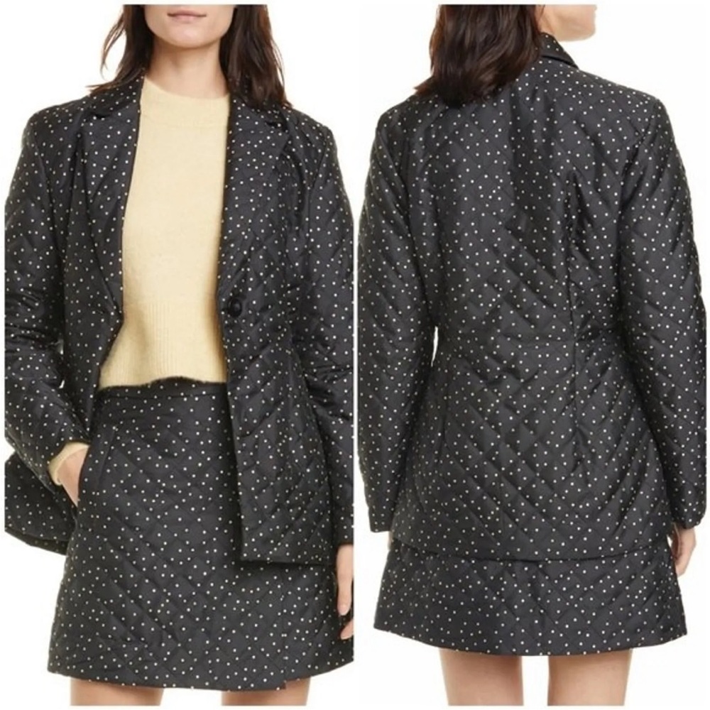 BAUM UND PFERDGARTEN Bente Black Polka Dot Quilted Blazer Jacket
